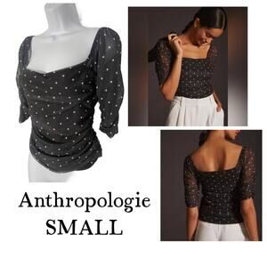 Anthropologie Black Lace Fall Top SMALL